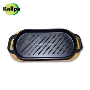 Bandeja Kallpa de Hierro Fundido Modelo Junin 37.8 x 16.6 x 2 cm C/B. Madera