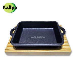 Bandeja Kallpa de Hierro Fundido Modelo Moray 15 x 11 x 3 cm C/B. Madera