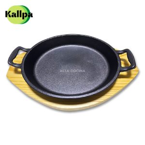 Cazuela Kallpa de Hierro Fundido Modelo Chavin 24 cm C/B Madera