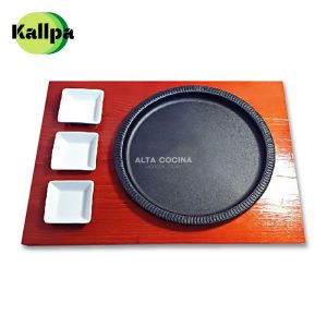 Plato Kallpa de Hierro Fundido Modelo Huarpa 23.6 x 1.9 cm C/B Madera