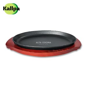 Plato Kallpa de Hierro Fundido Modelo Maranga 26.5 x 17 x 2.4 cm C/B Madera