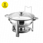Samovar alcosa redondo 4.5 lt. de acero con tapa de vidrio ACRCHF-45