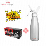 Sifón best whip de aluminio 1 lt. + cargas de óxido nitroso (N₂O) 24 und.