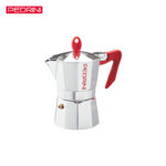 Cafetera Pedrini Italiana Moka 3 Tazas Aluminio Aza Roja