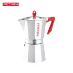 Cafetera Pedrini Italiana Moka 6 Tazas Aluminio Aza Roja