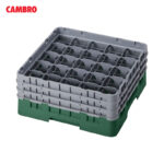 Camrack Cambro 25 Compartimentos para Vasos y Copas con 3 Extensiones Verde 25S638-119