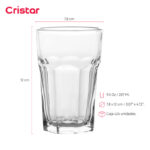 Vaso cristar liso lisboa bebidas 9.5 oz./ 287 ml. #0376al set x 24 und. - Imagen 2